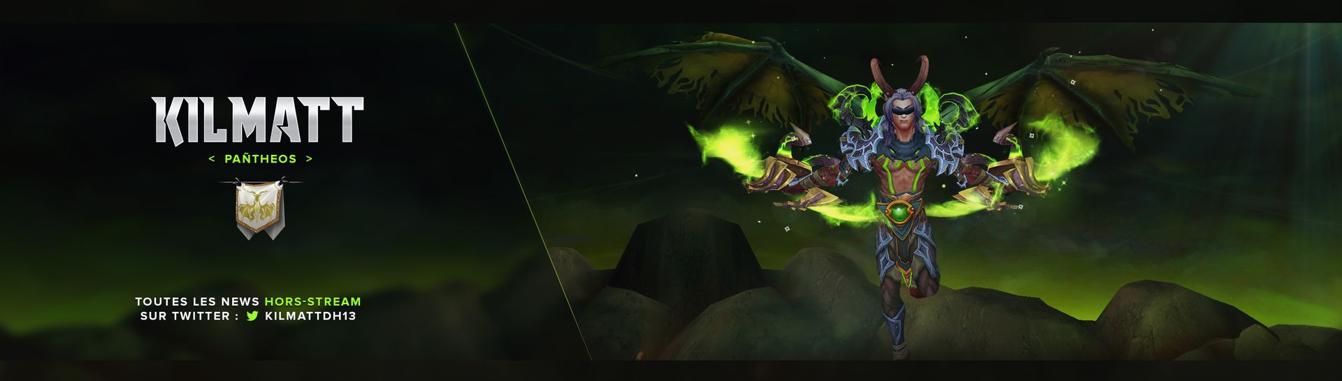 Twitter banner created for Kilmatt with his WoW character (2017)