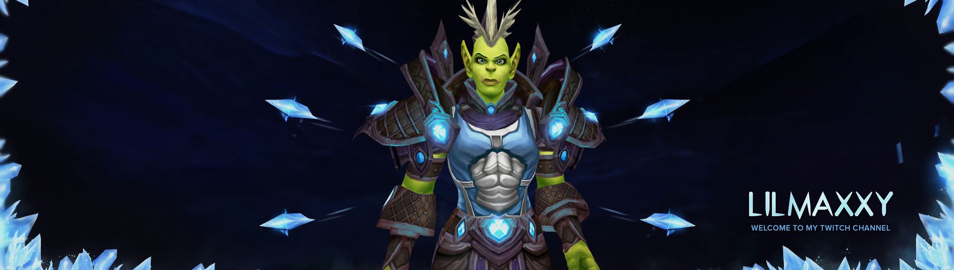 Twitch banner created for Lilmaxxy with his WoW character (2017)