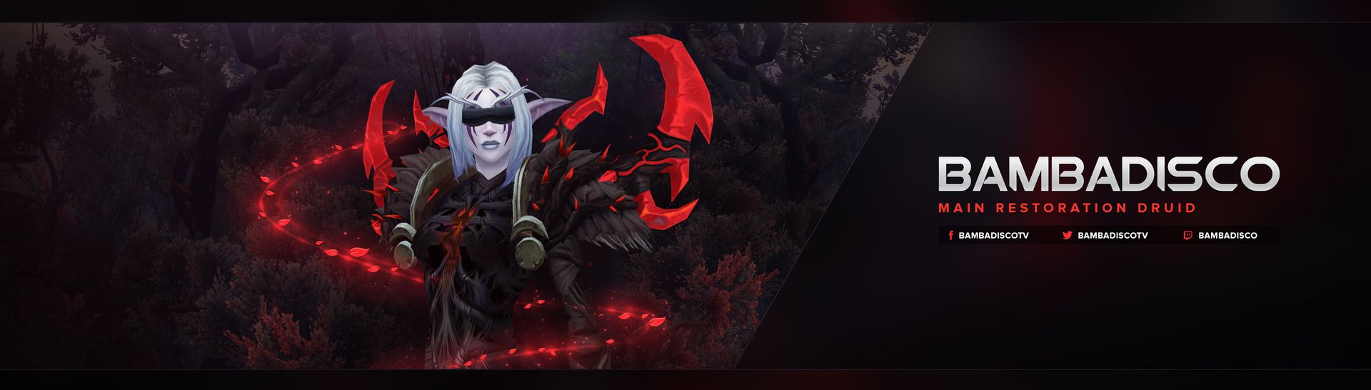 Twitch banner created for Bambadisco with his WoW character (2017)