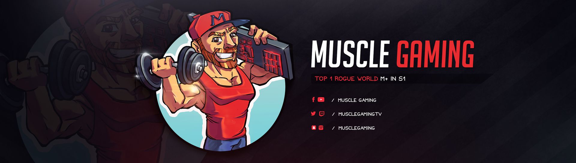 Twitch banner created for Musclebrah with his logo and infos (2017)