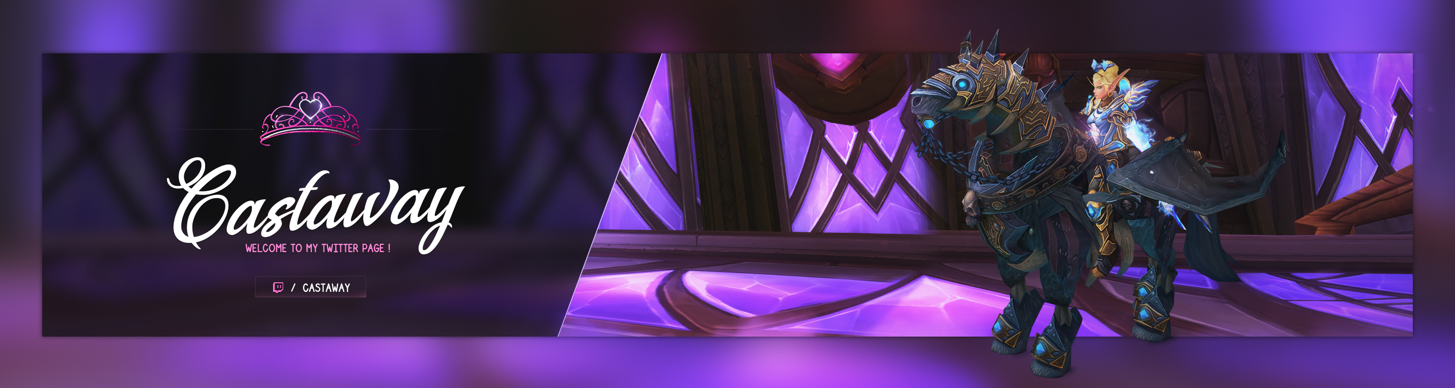 Logo and Twitter banner created for Castaway with her WoW character (2018)