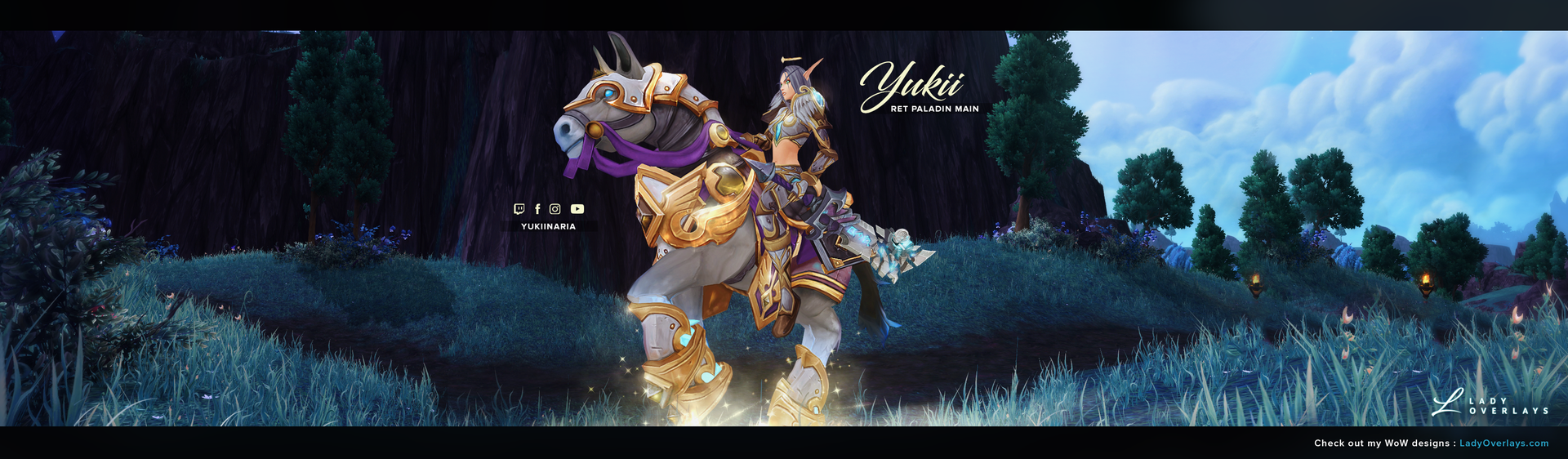 Twitter banner created for Yukii with her WoW character (2017)